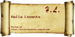Halla Levente névjegykártya